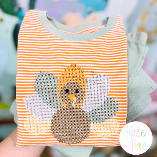 Large Turkey Cross Stitch Embroidery Design