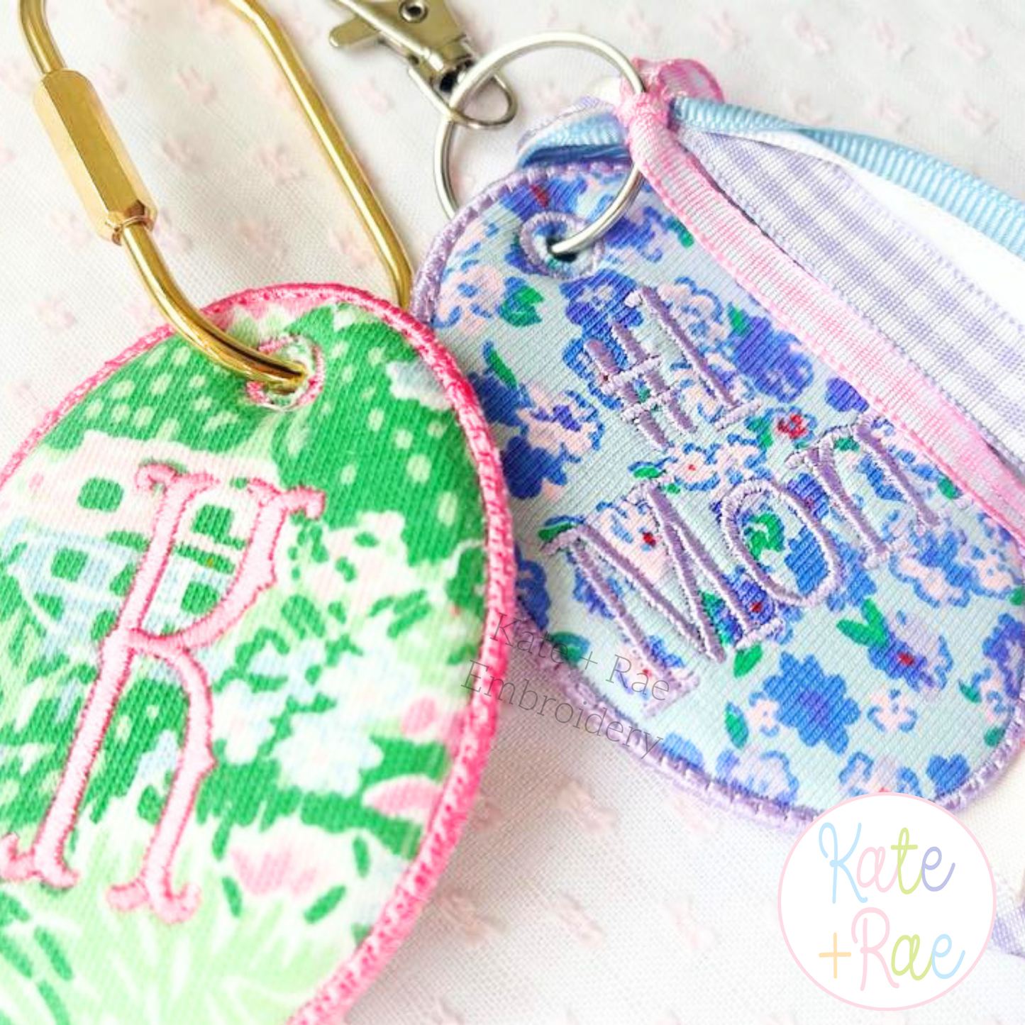 Oval Satin Stitch Bag Tag/ Keychain In The Hoop Embroidery Design