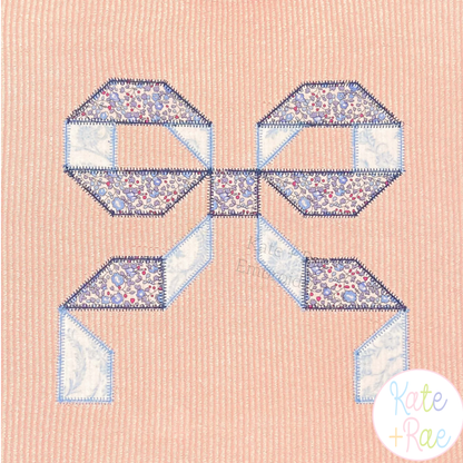 Quilt Block Bow 2 Zigzag Applique Embroidery Design