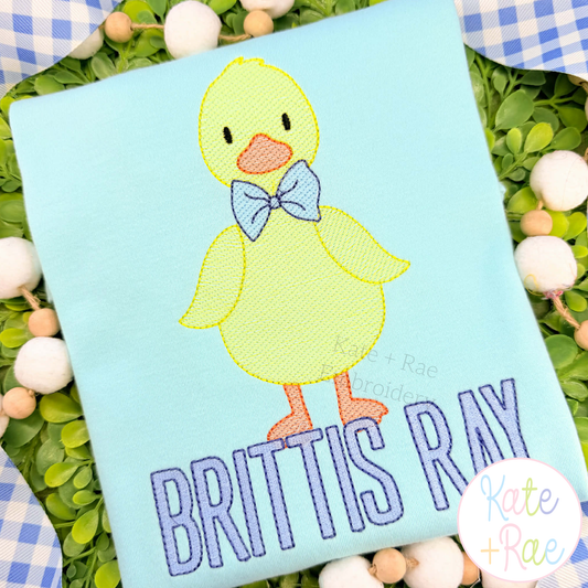 Duck with Bow Tie Sketch Stitch Embroidery Design