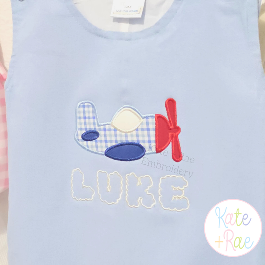 Airplane Satin Stitch Applique Embroidery Design