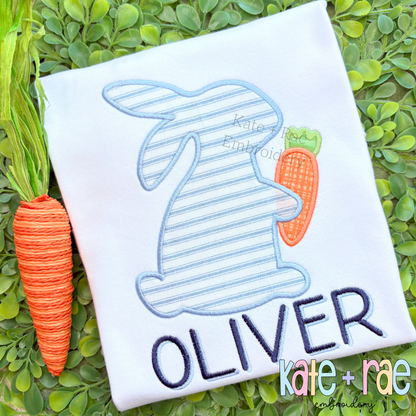 Boy's Easter Bunny with Carrot Satin Stitch Applique Embroidery Design