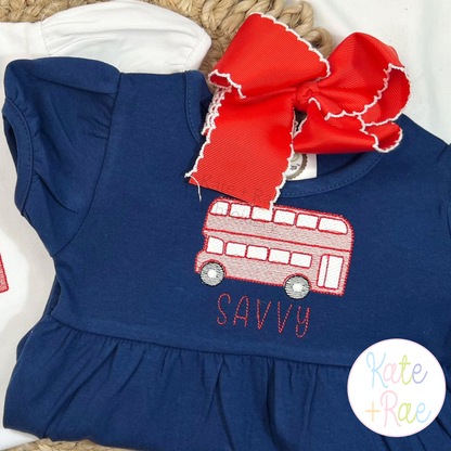 Double Decker Bus Sketch Stitch Embroidery Design