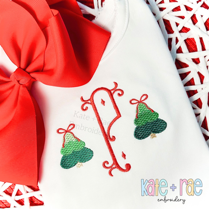 Girls Christmas Tree Textured Mini Fill Embroidery Design