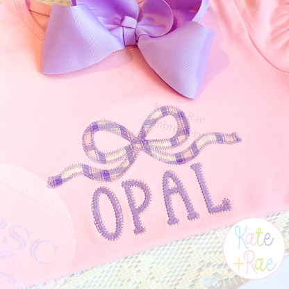 Flowy Longtail Bow Zigzag Stitch Applique Embroidery Design