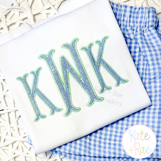 Fishtail Fill Stitch Font with Satin Border Machine Embroidery Font