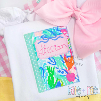 Girl's Back to School Notebook Zigzag Applique Embroidery Design
