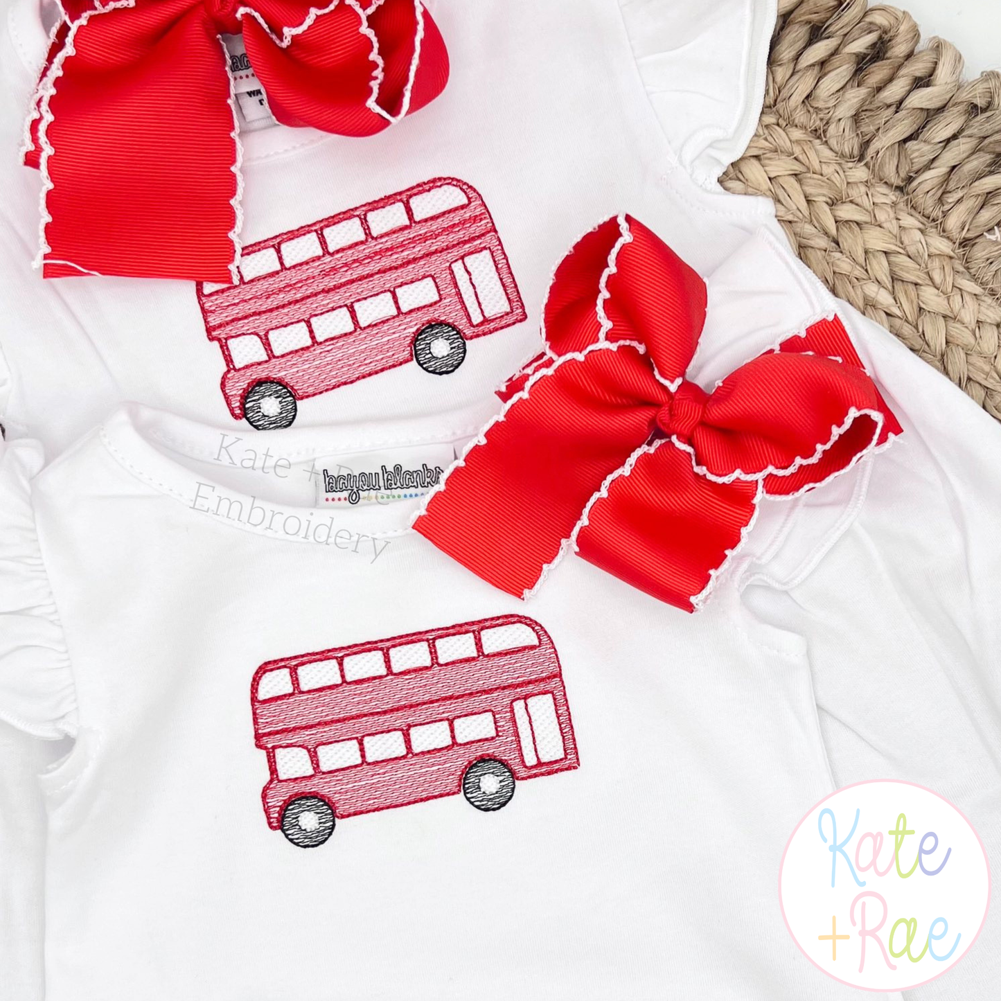 Double Decker Bus Sketch Stitch Embroidery Design