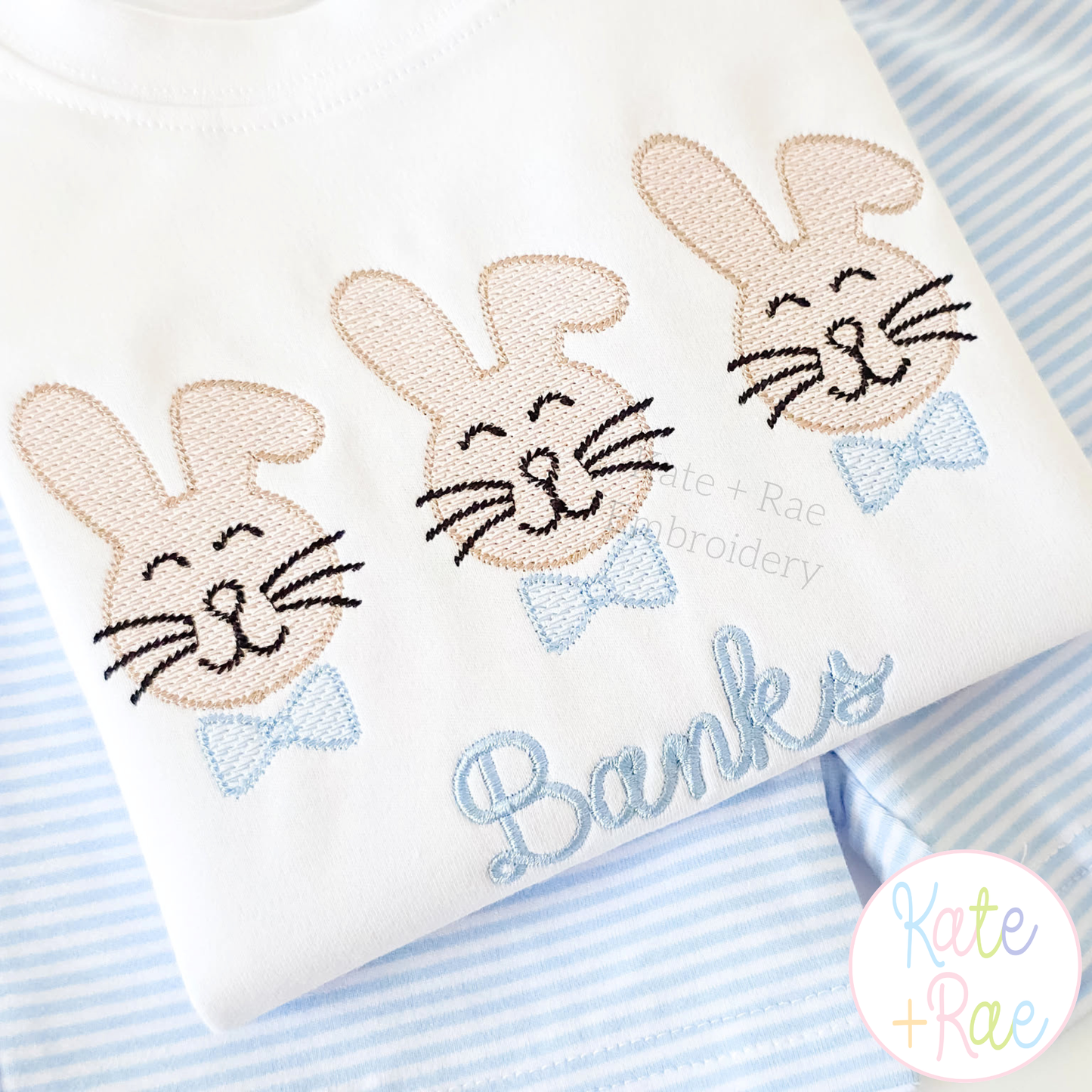 Boy's Easter Bunny Trio Sketch Stitch Embroidery Design