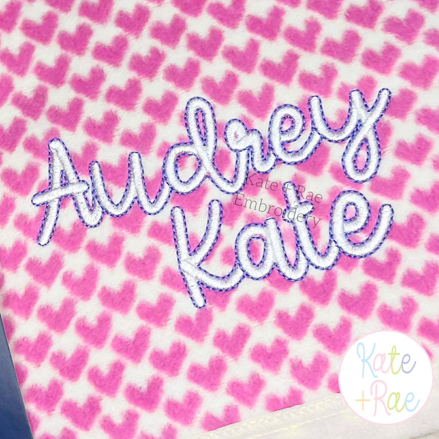 Hello Outline Satin Stitch Embroidery Font