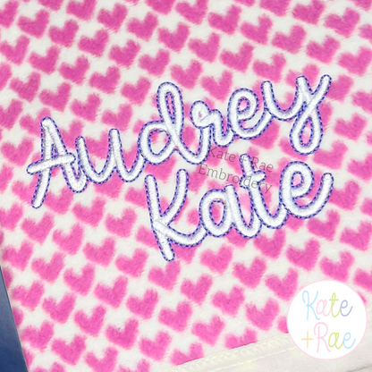 Hello Outline Satin Stitch Embroidery Font