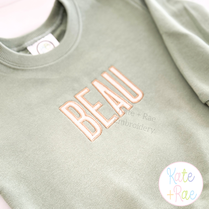 Beau Fill Stitch with Satin Border Embroidery Font