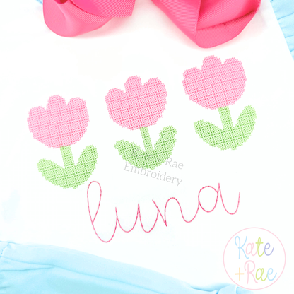 Mini Tulip Trio Cross Stitch Embroidery Design