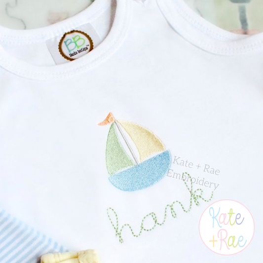 Boy's Sailboat Mini Fill Stitch Embroidery Design