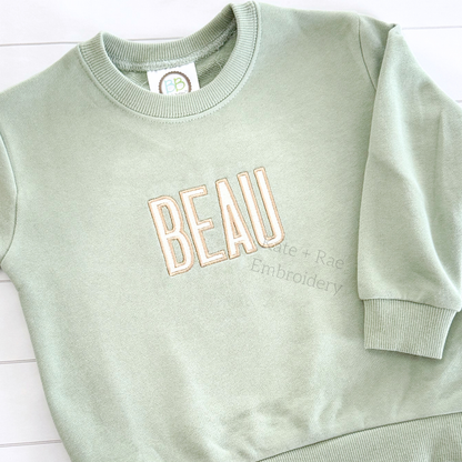 Beau Fill Stitch with Satin Border Embroidery Font