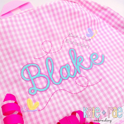 Delilah Outline Satin Stitch Embroidery Font