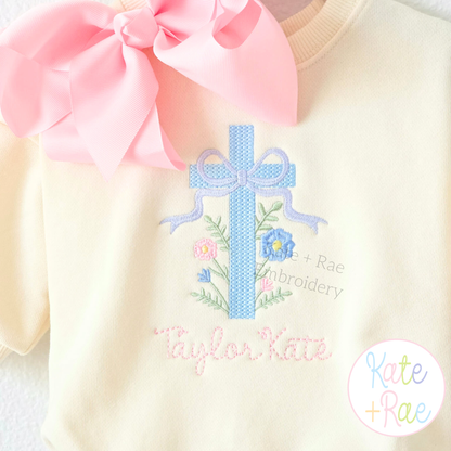Floral Cross Pattern Fill Stitch Embroidery Design