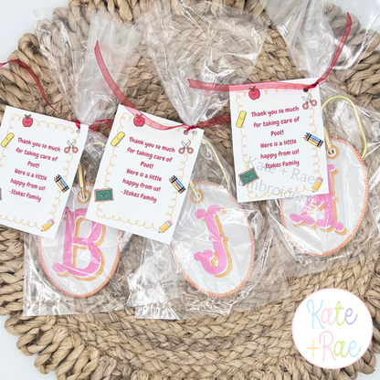 Oval Satin Stitch Bag Tag/ Keychain In The Hoop Embroidery Design