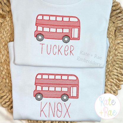 Double Decker Bus Sketch Stitch Embroidery Design