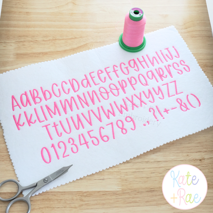 Hey Girl Handwritten Satin Stitch Embroidery Font