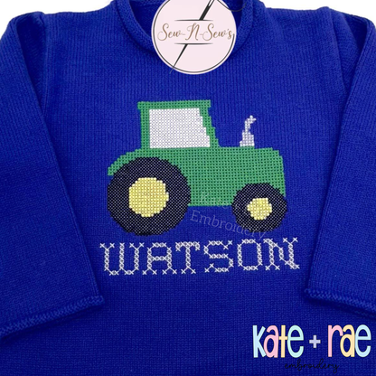 Tractor Cross Stitch Embroidery Design