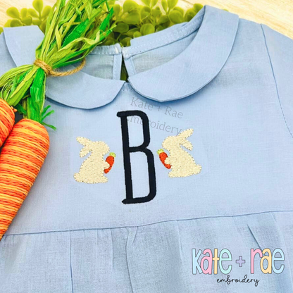 Boy's Easter Bunny with Carrot Mini Fill Stitch Embroidery Design