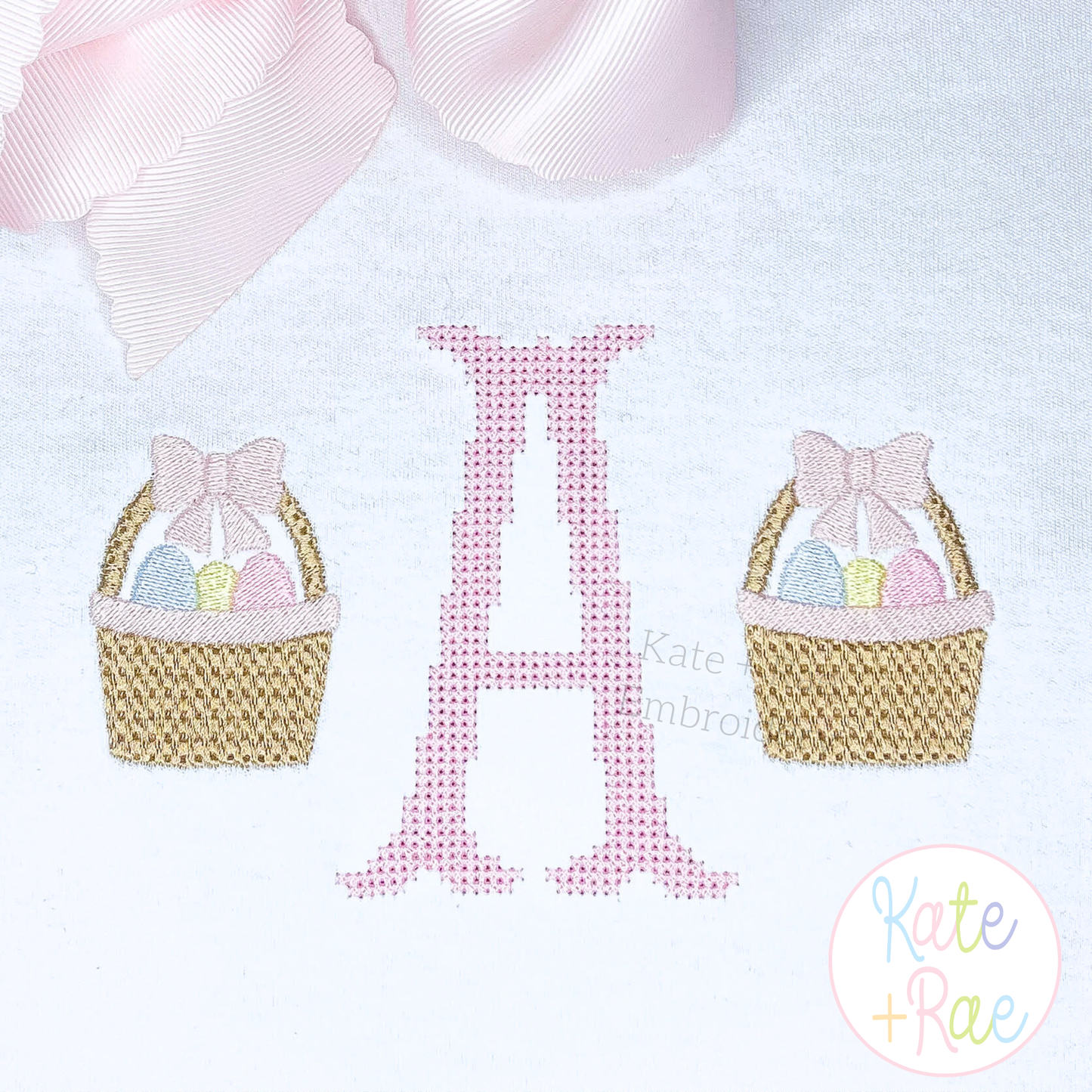 Girl's Simple Easter Basket Mini Fill Embroidery Design