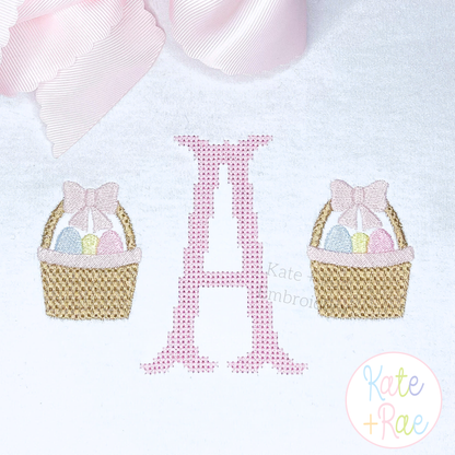Girl's Simple Easter Basket Mini Fill Embroidery Design
