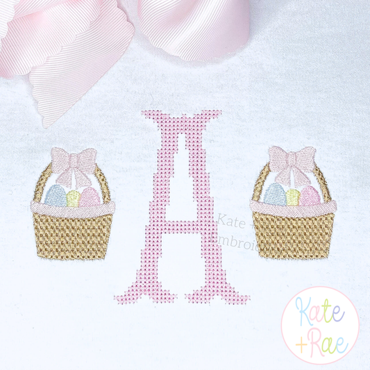 Girl's Simple Easter Basket Mini Fill Embroidery Design