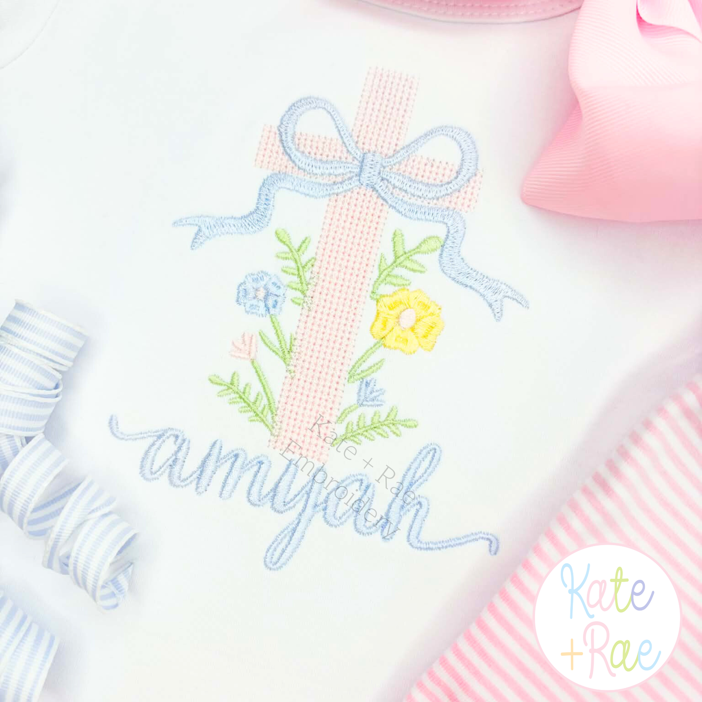 Cross Stitch Floral Cross Embroidery Design