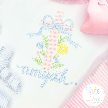 Cross Stitch Floral Cross Embroidery Design