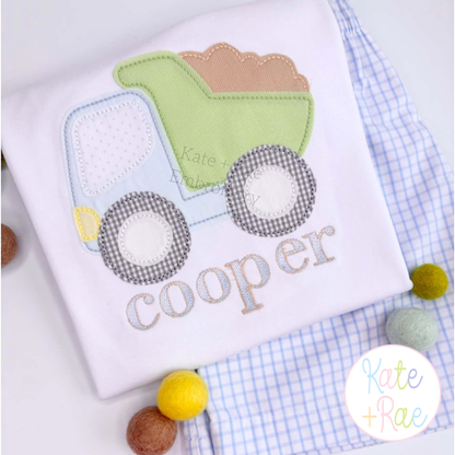 Dump Truck Zigzag Stitch Applique Embroidery Design