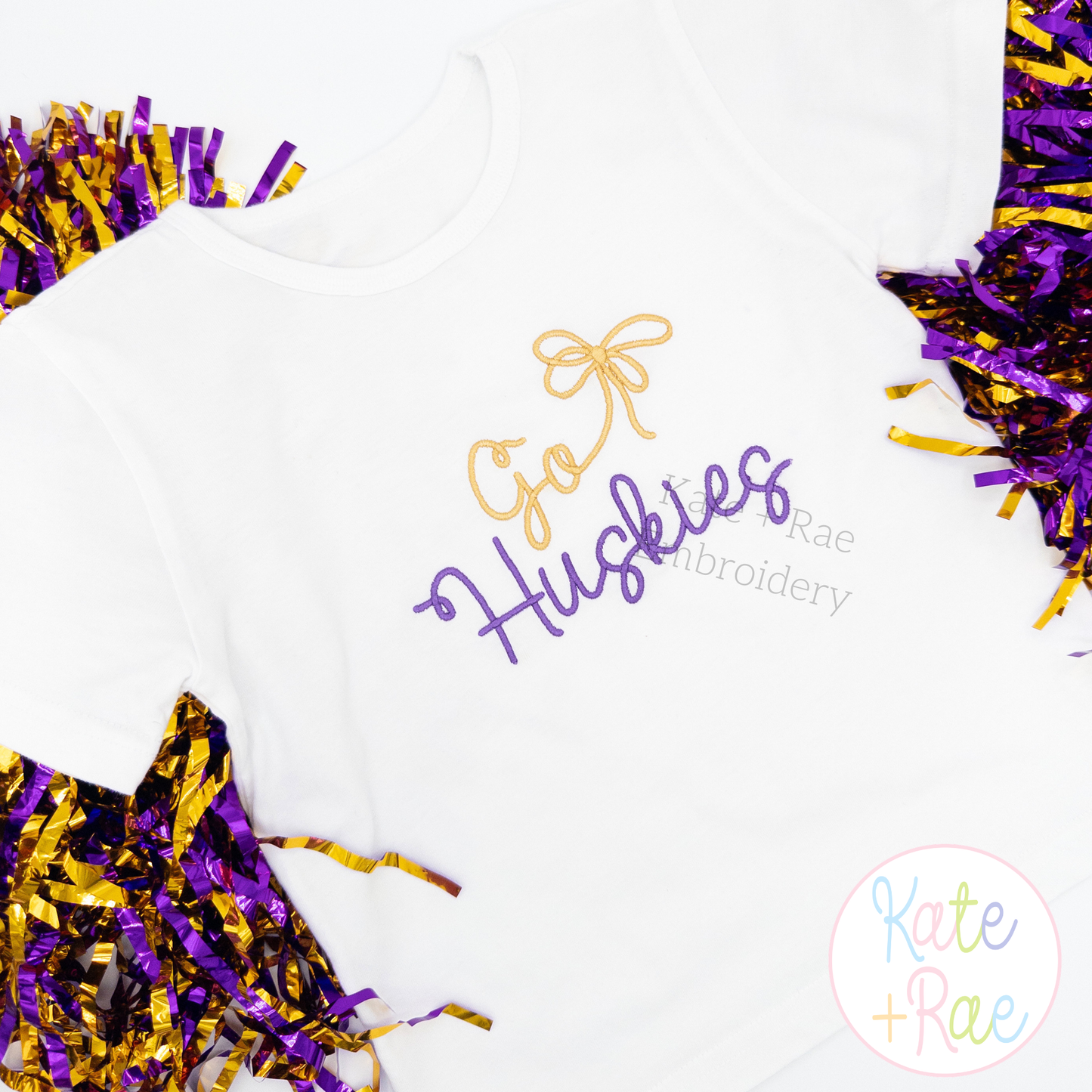 Preppy Go Huskies Embroidery Design