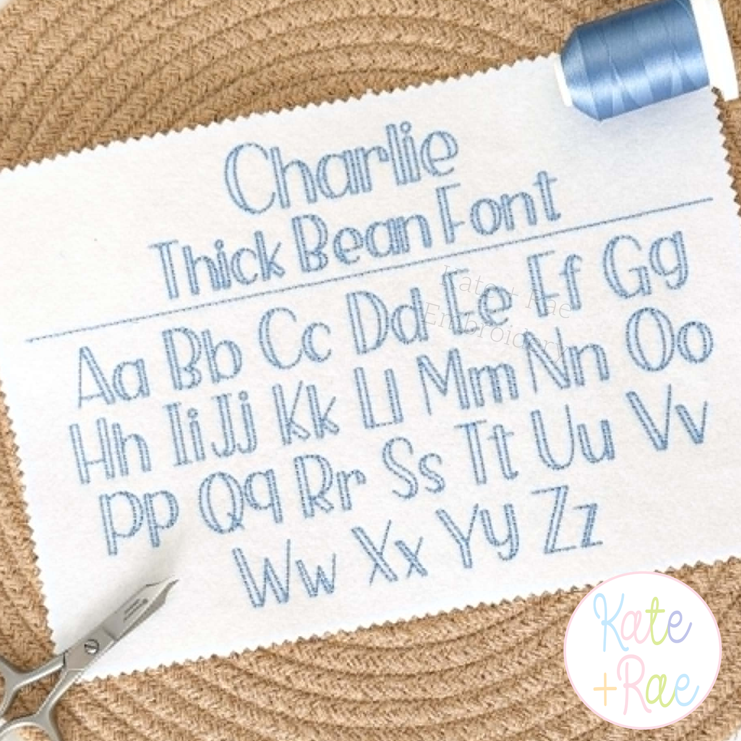 Charlie Thick Bean Stitch Embroidery Font