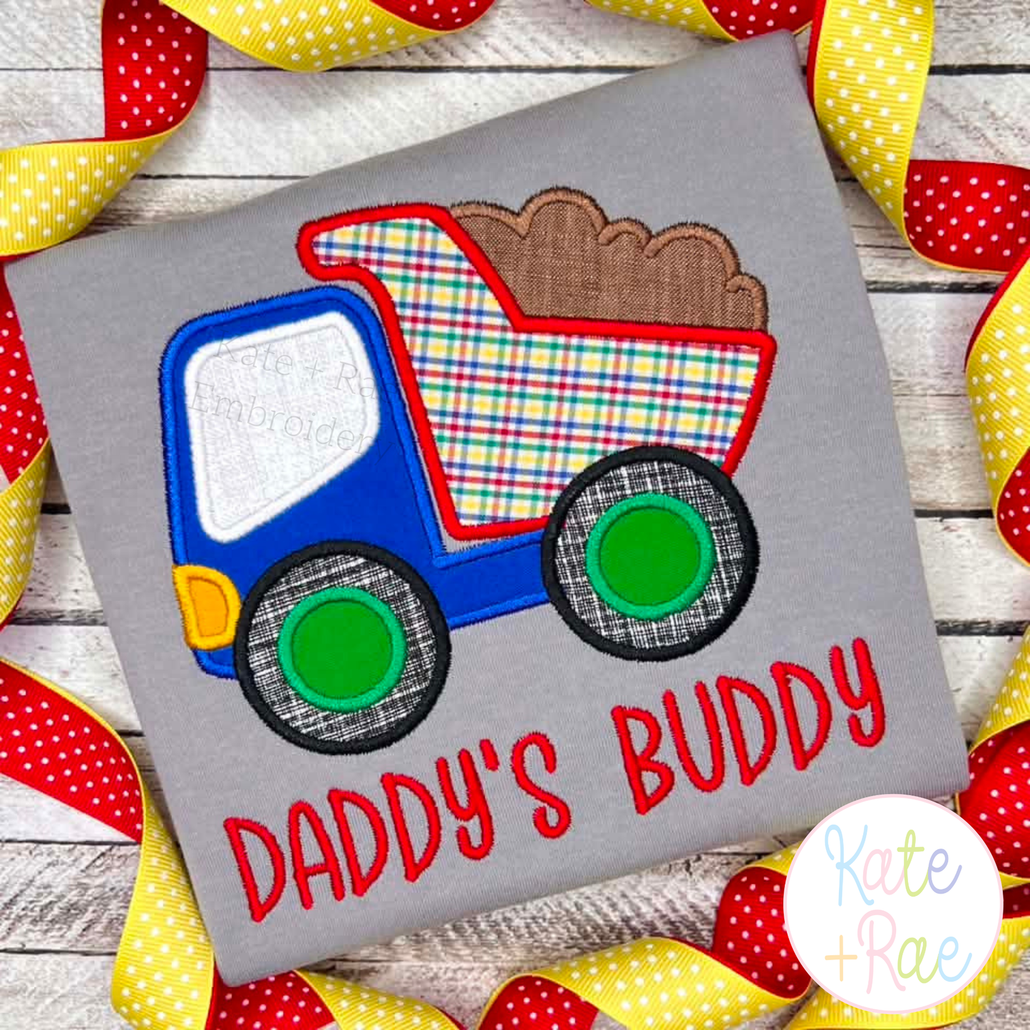 Dump Truck Satin Stitch Applique Embroidery Design