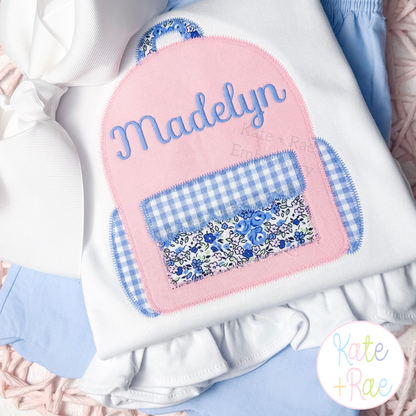 Scalloped Backpack Zigzag Stitch Applique Embroidery Design