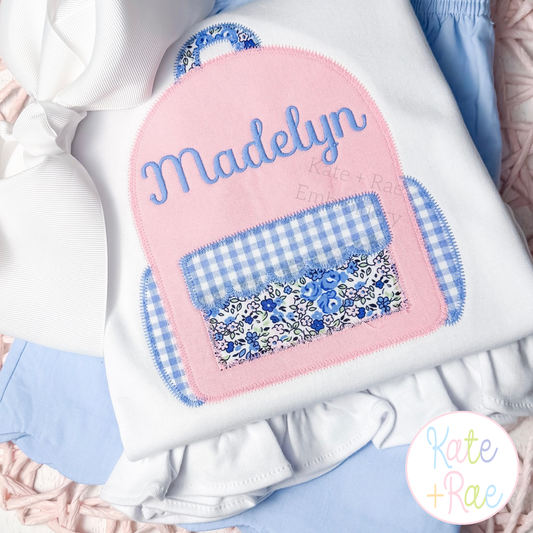 Scalloped Backpack Zigzag Stitch Applique Embroidery Design