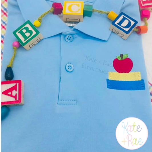 Apple and Books Stacked Mini Fill Stitch Embroidery Design