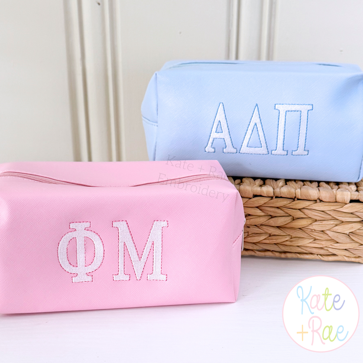 Greek Letter Fill Stitch with Bean Stitch Outline Font