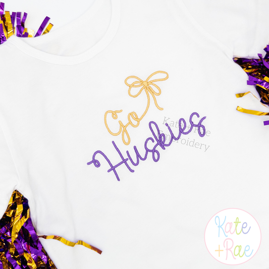 Preppy Go Huskies Embroidery Design