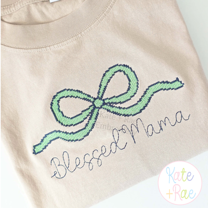 Bow with Outline Cross Stitch Embroidery Design