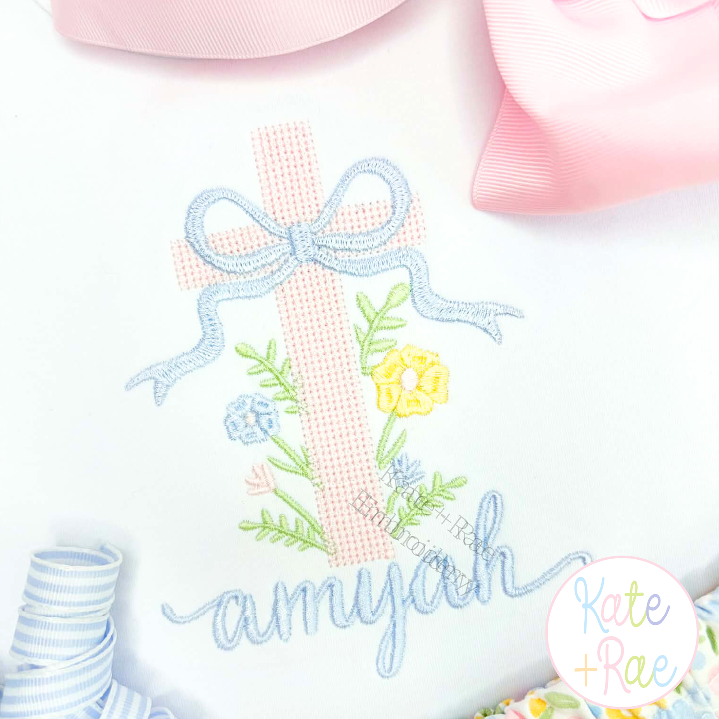 Cross Stitch Floral Cross Embroidery Design