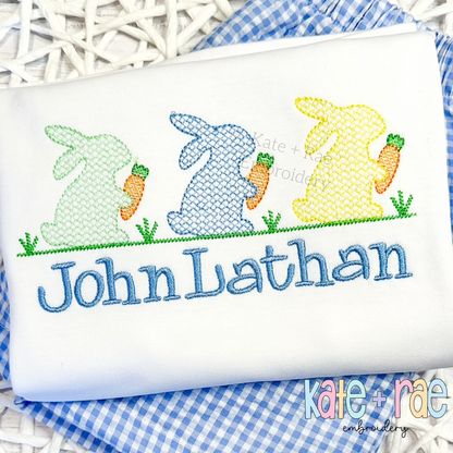 Boy's Easter Bunny with Carrots Trio Cross Stitch Embroidery Design