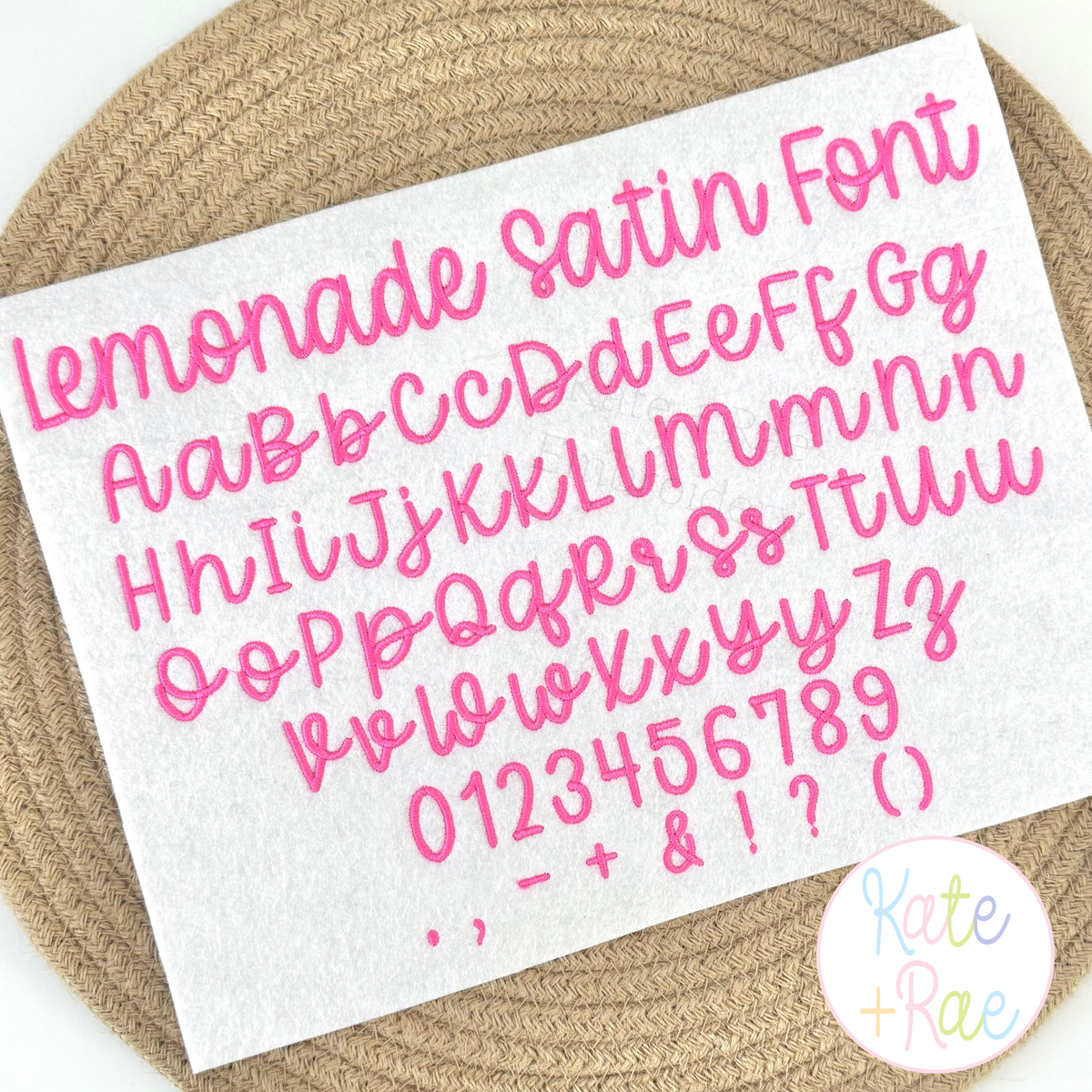 Lemonade Satin Script Script Embroidery Font