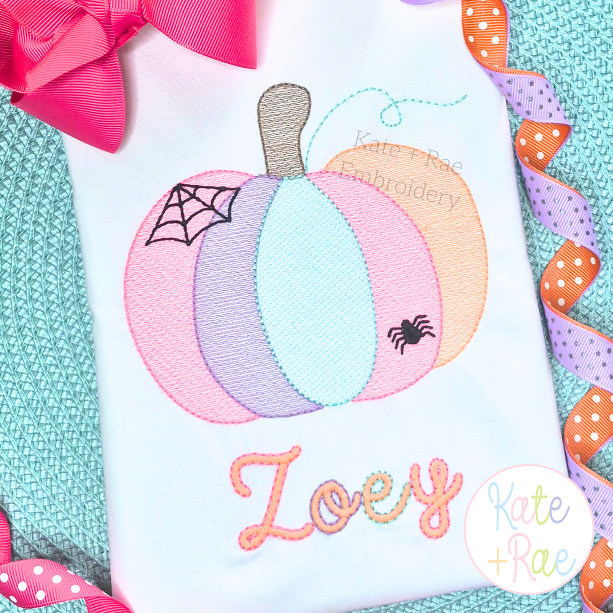 Colorful Halloween Pumpkin Sketch Stitch Embroidery Design