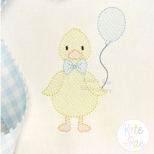 Birthday Duck with Balloon Sketch Stitch Embroidery Design