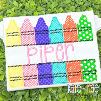 Split Crayon Bean Stitch Applique Embroidery Design