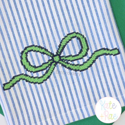 Bow with Outline Cross Stitch Embroidery Design
