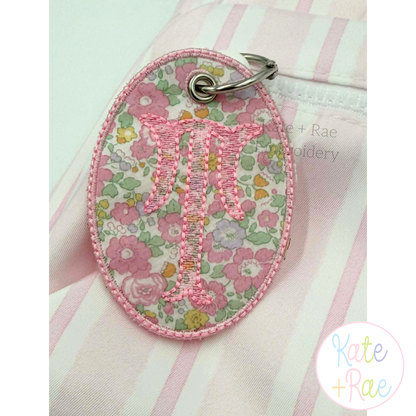 Oval Satin Stitch Bag Tag/ Keychain In The Hoop Embroidery Design