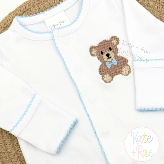 Teddy Bear Cross Stitch Mini Embroidery Design